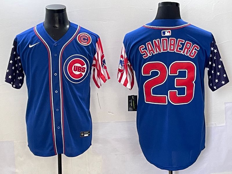 Men 2025 Chicago Cubs #23 Sandberg Blue a generation of national flags Joint Name Nike MLB Jersey style 5